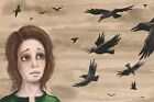 4X6 HALLOWEEN POSTCARD PRINT LE 1/200 RYTA RAVEN CROW ALFRED HITCHCOCK HAUNTED