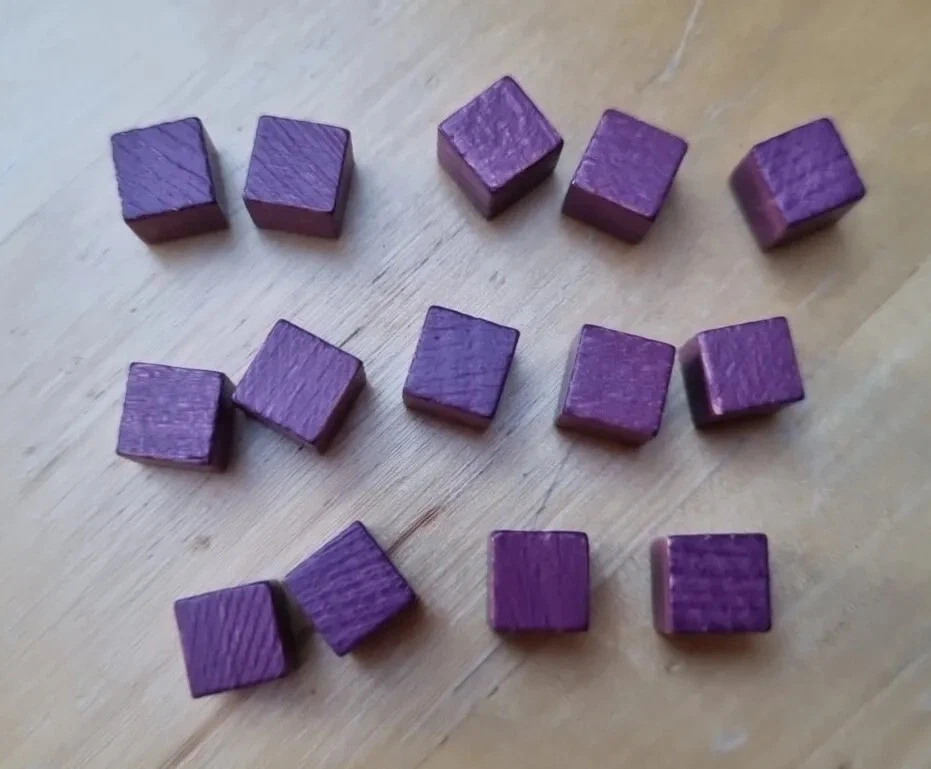 14 Purple Wooden Cubes S BoardGame Replacement Tokens Pawns Upgrade Spare Parts  - Image 1 of 1