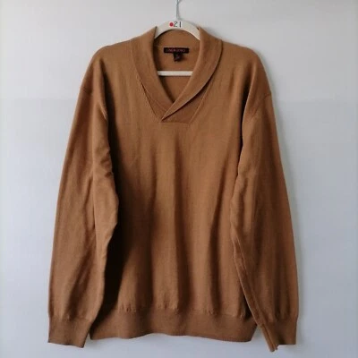 Linea Uomo Mens Brown Long Sleeve Shawl Collar Knit Pullover Sweater Size XL - Image 1 of 4