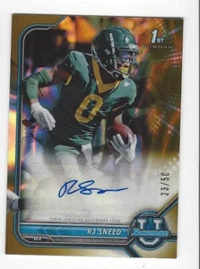 Tarjeta automática Bowman U University 2021-22 cromada/50 RJ SNEED Gold Lava! SN #d 23/50! - Imagen 1 de 2