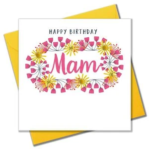 Tarjeta de cumpleaños, mamá, feliz cumpleaños, adornada con pompones - Imagen 1 de 1