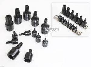 NEW 15 PCS 1/4" & 3/8" DR IMPACT TAMPER STAR BITS SET TORX BIT SOCKET SET - Picture 1 of 1