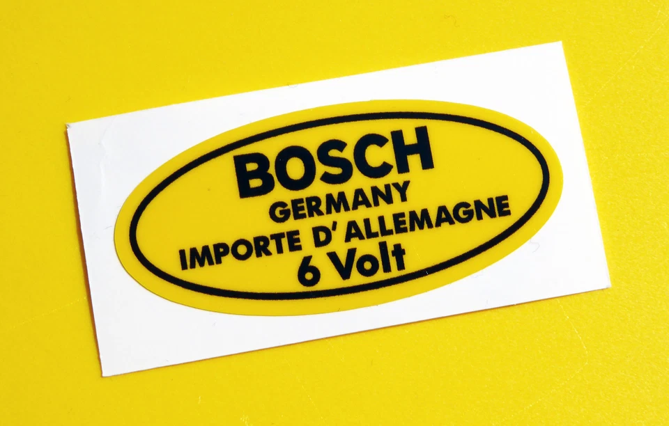 Bosch 6V Giallo Bobina Adesivo Vintage Porsche 356 911 Beetle T2 Camper - Immagine 1 di 1