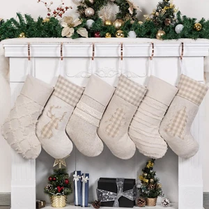 2024 New Christmas Stockings for Family 20" Large Plaid Xmas Stockings Classic B - Picture 1 of 6