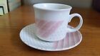 VTG CHURCHILL ENGLAND SHADES OF PINK & WHITE POLKA DOT & STRIPED CUP & SAUCER
