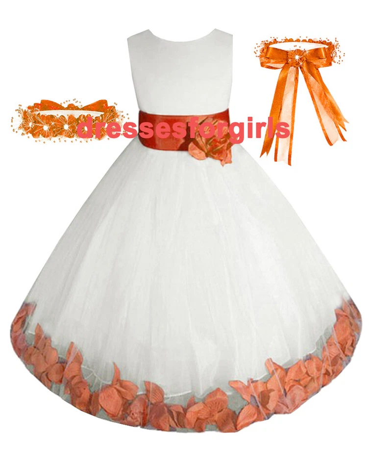 Free Matching Hair Wreath Flower Girl Dress Pageant Holiday Easter Wedding Dress - Image 1 of 2