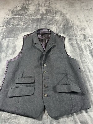 Chaleco TED BAKER Lana Debonair Púrpura Azul Marino Botón Frontal Sin Mangas 40R Foto 1 de 4