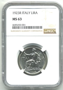 ITALY 1923R LIRA NGC MS 63 - Picture 1 of 5