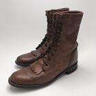 Justin Womens Chestnut Brown Marbled Deerlite Leather Lacer Boots 6B