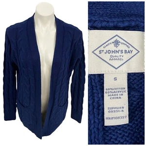 St Johns Bay Cardigan Womens Small Blue Classic Nautical Cabin Coastal Sweater - Picture 1 of 15