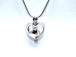 Silver Cat Pearl Pearl Cage Necklace For Cat Lover Gift - Holds Loose Pearl - Picture 1 of 29