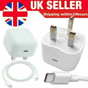 For iPhone 13 12 11 Pro Mini XR XS MAX Fast Charging USB-C PD Plug Charger Cable - Picture 1 of 11