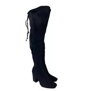 Unisa Women's Quesia Block Heel Over the Knee Boots Black Faux Suede Size 9 - Picture 1 of 11