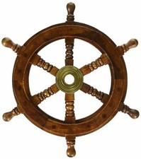 Brass Wooden Ship Wheel Pirate Boat Nautical Decorative Antique 18" Ship Wheel