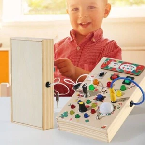 Montessori Circuit Busy Board Led Light Switches Wooden Development Baby Toys - Picture 1 of 7