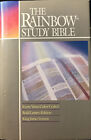 The Rainbow Study Bible (1986) veste à dos rigide et poussière Bourgogne codée couleur