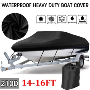 14'/15'/16' Heavy Duty Boat Cover Trailerable Fishing Ski Bass V-Hull Runabouts - Bild 1 von 12