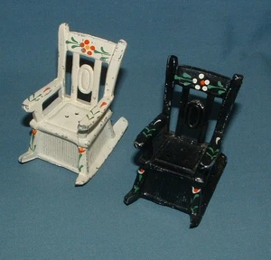 VINTAGE METAL ROCKING CHAIRS SALT & PEPPER SHAKERS - JAPAN - USED - Picture 1 of 4