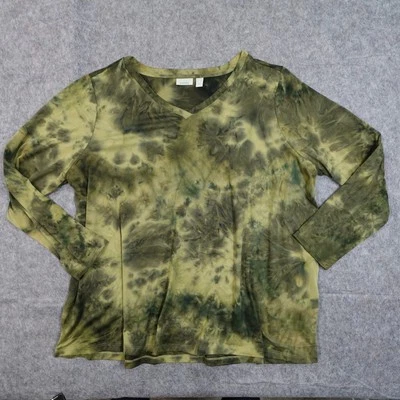 ЛОГОТИП Lori Goldstein Топ женщин 2 X туника галстук краситель v-образным вырезом длинным рукавом пуловер - Изображение 1 из 4