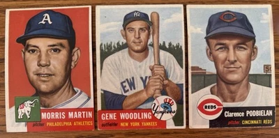 Lote de 3 Hi #’s de béisbol Topps 1953, Morris Martin, Gene Woodling, en muy buena condición Foto 1 de 2