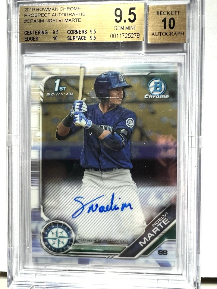 NOELVI MARTE 2019 BOWMAN CHROME 1st ON CARD RC AUTO BECKETT GEM 9.5/10 - Image 1 of 4