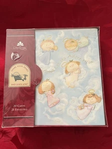 Vintage DaySpring Christmas Cards Joyfully Yours Cute Angels Candle Cloud 20 Ct - Picture 1 of 4