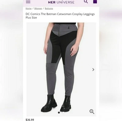 DC Comics Her Universe Catwoman Cosplay Leggings Plus Size 4 - Image 1 of 4