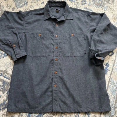 Vtg 80s 90s Patagonia Casual Work Shirt Button Down Blue Gray XXL Polyester - Image 1 of 4