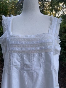 Edwardian Cotton / Slip Dress White Cotton M/L - Picture 1 of 16