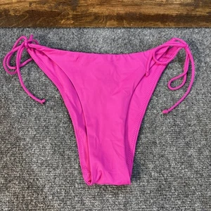 Zara Women’s String Bikini Bottoms Swimsuit Hot Pink Size Medium Cheeky Tie Side - Picture 1 of 8
