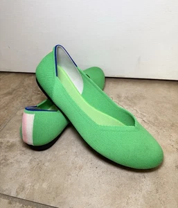 Rothy's Damen Größe 8 hellgrüne runde Ballerinas rosa gestreift am Rücken SELTEN - Bild 1 von 13