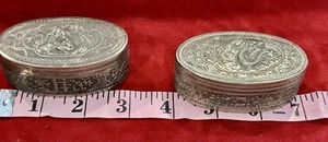 RARE ASIAN ZOOMORPHIC SET OF 2 VTG/ANTIQ? SILVER ALLOY TRINKET BOXES BIRD/SNAKE - Picture 1 of 12