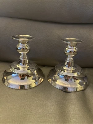 2 candelabros vintage plateados 4 1/2" Foto 1 de 4