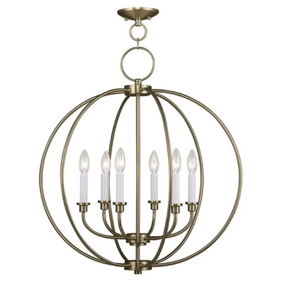 Lámpara de araña Livex Lighting 4666-01 Milania de latón antiguo Foto 1 de 4