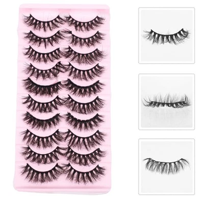 10 Pairs Imitation Mink Fake Lashes Black Eyelash Clusters for Charming Eyes - Image 1 of 4