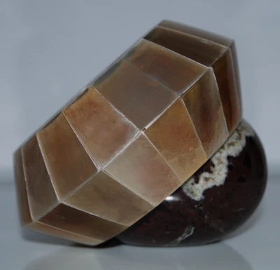 PULSERA BRAZALETE ACRÍLICO GRANDE AUDAZ PANELES MARRÓN CLARO Y HUESO ALTA COSTURA ELEGANTE Foto 1 de 4