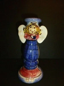 Clayton Dickson Co. Folk Art Christmas Angel Candle Holder, New Old Stock - Picture 1 of 7