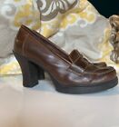 Mudd Y2k Brown Platform Oxford Maryjane Pumps Shoes Chunky Heel Sz 6.5