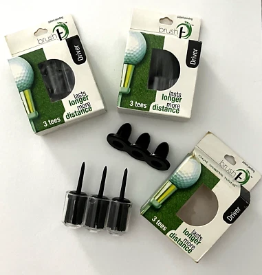 BRUSH-T Golf Tees Black {3-Plastic per Box, Driver} Lot of {3} NEW - Image 1 of 2