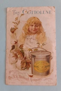 N.K. Fairbank & Co. Chicago Cottolene Trade Card ~ Girl & Pail - Picture 1 of 2