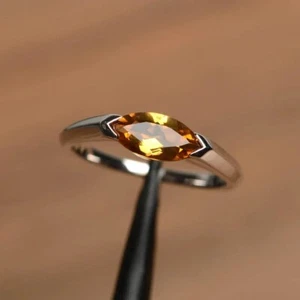 Beautiful Natural Yellow Topaz Ring 925 Silver Ring November Birthstone Ring - Picture 1 of 4