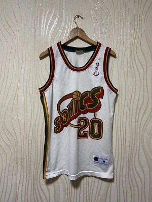 CAMISA SEATTLE SUPERSONICS JERSEY CAMPEÓN NBA talla M HOMBRE BLANCA #20 GARY PAYTON Foto 1 de 4