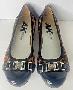 Anne Klein Akazzara Cheetah Black Brown Shiny Gold Buckle Women’s Shoes Sz 7.5 M - Picture 1 of 11