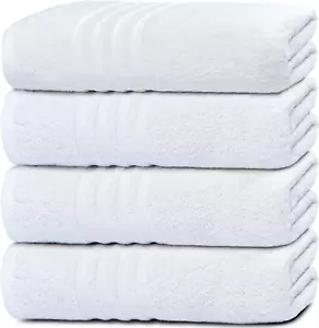 Wealuxe Weiß Badetücher 27X54 Zoll, Baumwolle Handtuch Set für Bad, Hotel, Fitnessstudio, - Bild 1 von 7