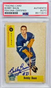 1958 Parkhurst #15 Bobby Baun Signed 2nd Year Hockey Card Autograph Auto PSA/DNA - Picture 1 of 2