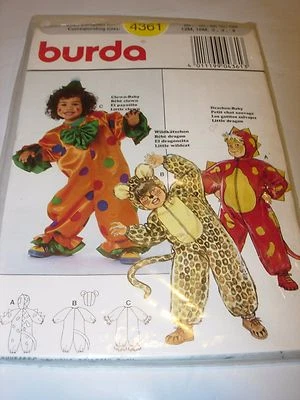 TODDLER CHILD UNCUT Burda Sewing Pattern 4361 CLOWN DRAGON COSTUME 12M-4 YEARS - Image 1 of 3