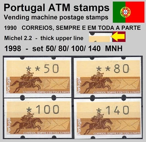 Portogallo ATM 2.2 / RARO 1998 set 50/80/100/140 MNH Klussendorf Etiquetas - Foto 1 di 2