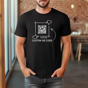 Custom Personalised QR Code T Shirt Printed New Design Unisex Adults Gift T Tops - Picture 1 of 7