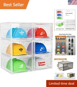 Hat Organizer Box, 6 Boxes for 40 Pack Hats, Upgrade Harder Solid Plastic Hat... - Picture 1 of 7