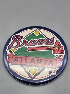 Atlanta Braves MLB Baseball Fan Pin WinCraft NFL 3.5" 90s Button USA Vtg - Image 1 of 4